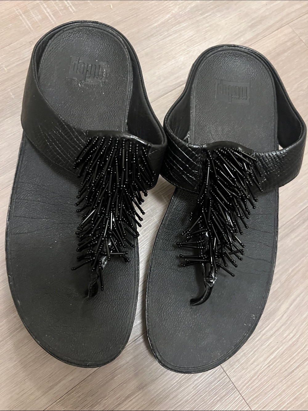 FitFlop Cha Cha Beaded Fringe Thong Sandals 11 summer boho vacay travel walking - Picture 3 of 9